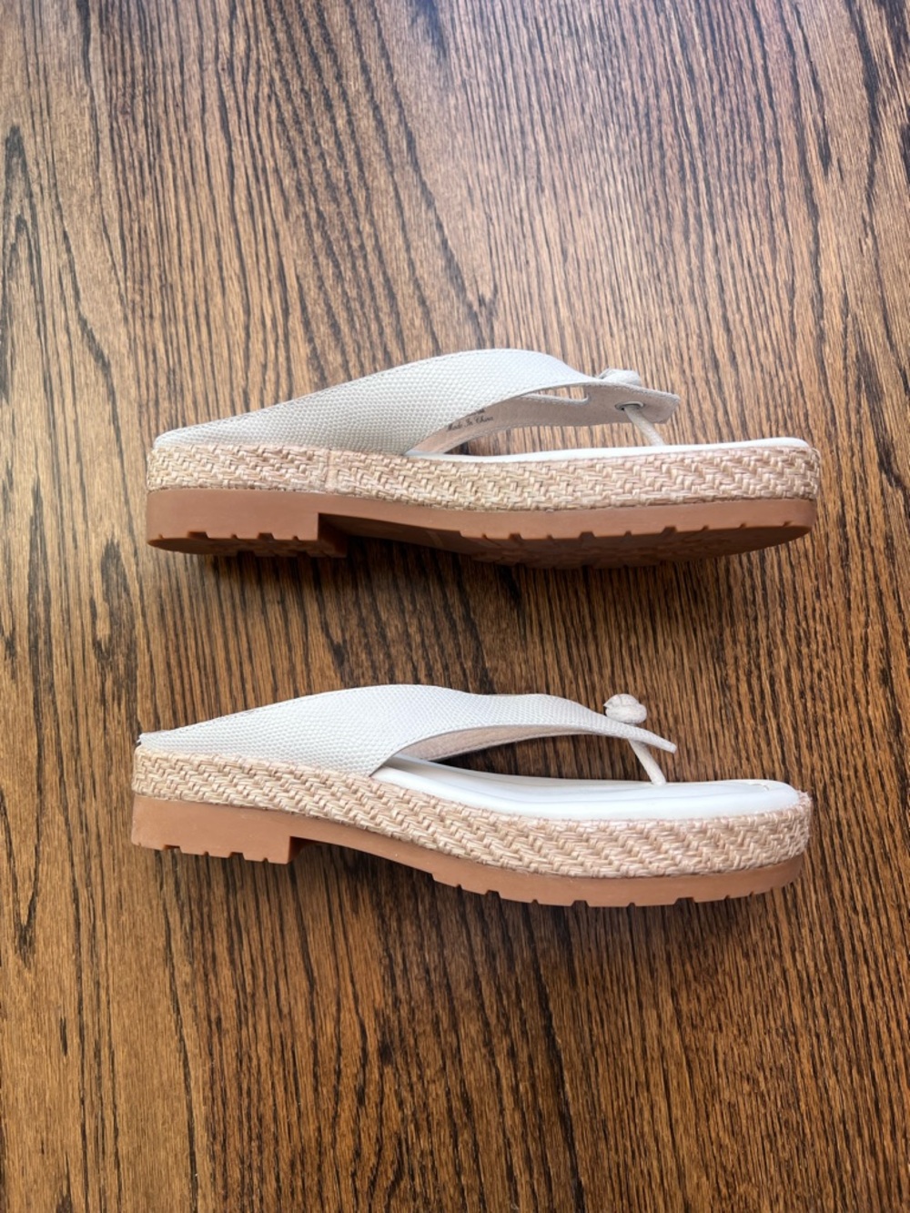 Donald Pliner Seena White Woven-Trim Platform Wedge Thong Sandals 8 - Picture 3 of 8
